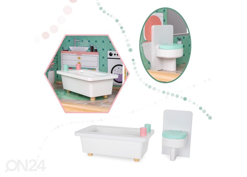 Деревянный кукольный домик + мебель 114 см увеличить