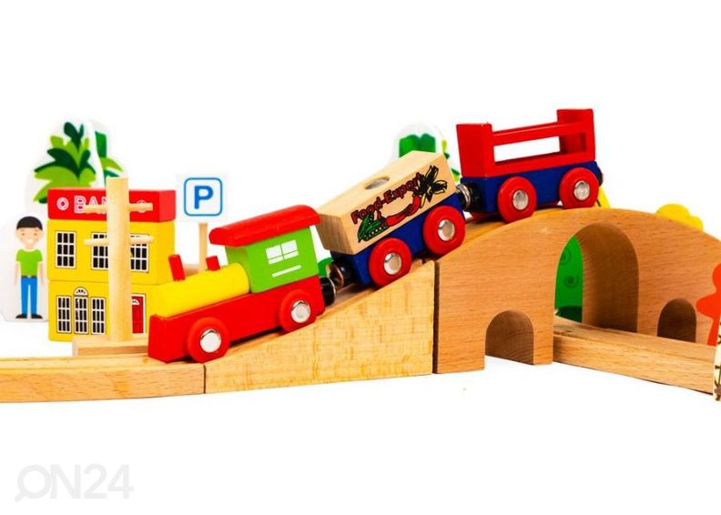 Деревянный паровозик Ecotoys 78 деталей увеличить