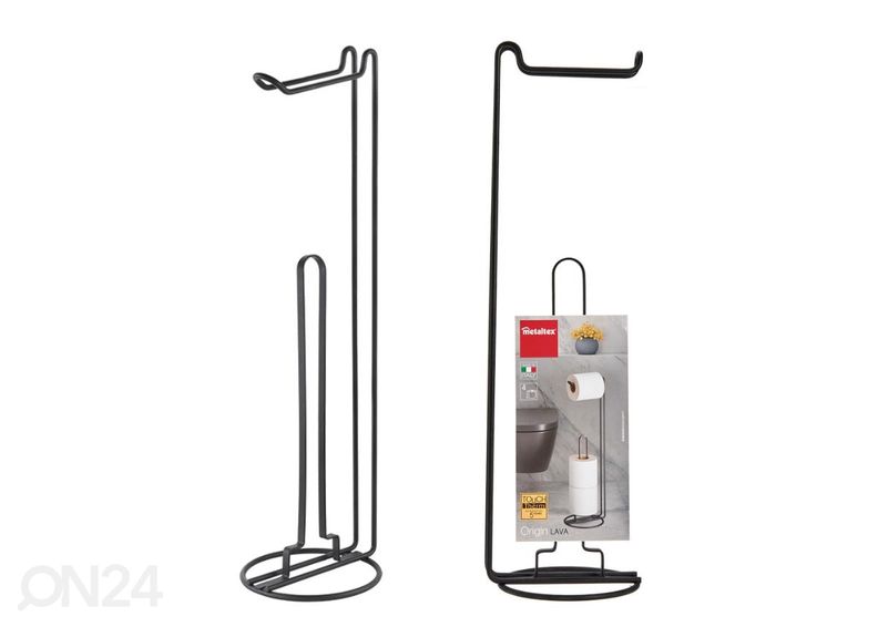 Держатель для туалетной бумаги + держатель запасного рулона Origin, Ø16x58см, черный увеличить