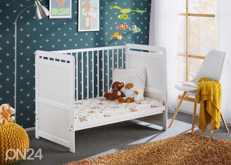 Детская кроватка Tymek + матрас 60x120 cm, белый увеличить