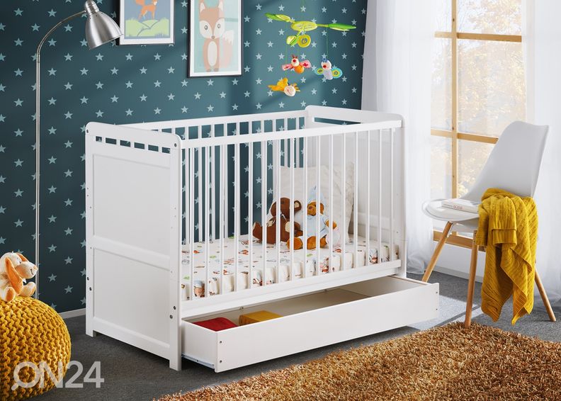 Детская кроватка Tymek Plus + матрас 60x120 cm, белый увеличить