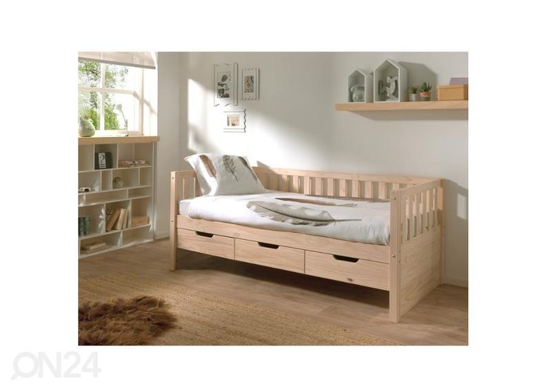 Детская кровать + 3 ящика Fritz 90x200 cm, натуральная сосна увеличить