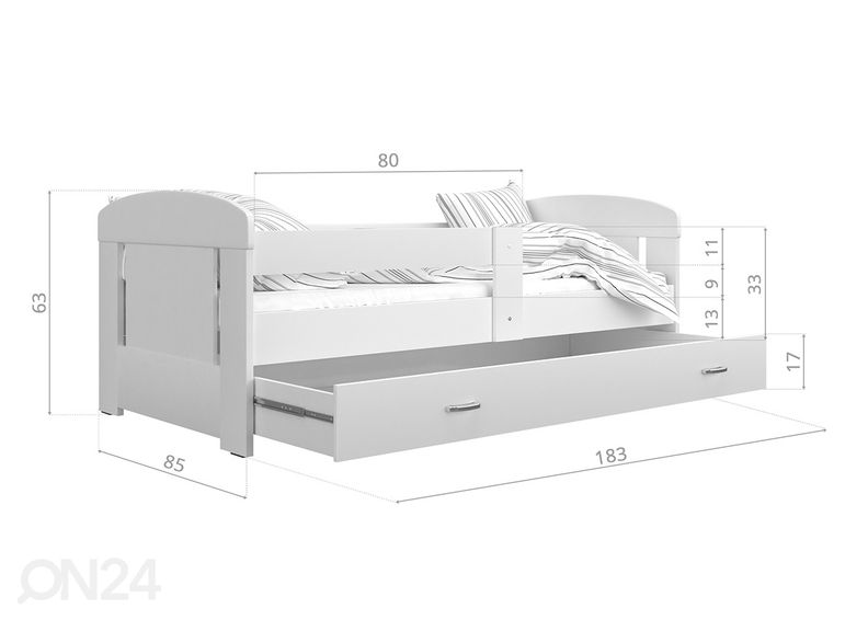 Детская кровать 80x180 cm + матрас увеличить