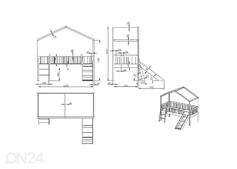 Детская кровать Dallas 90x200 cm + горка увеличить