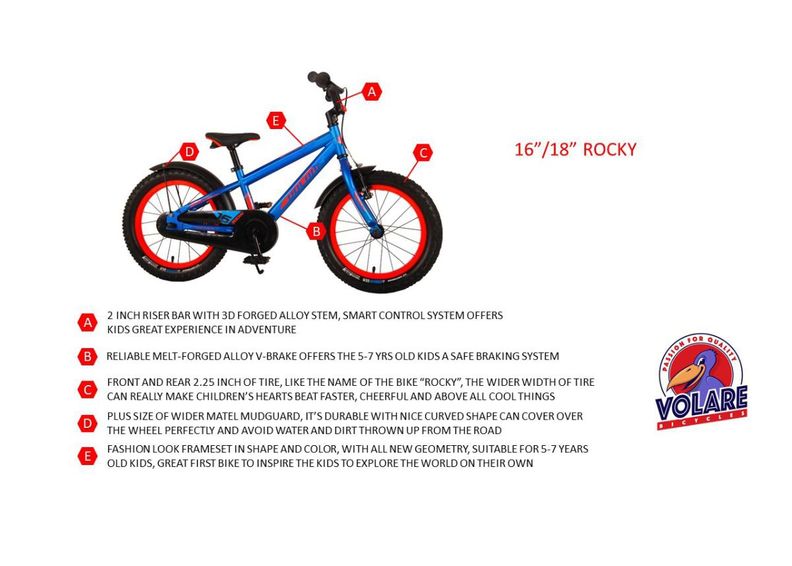 Детский велосипед Rocky 16 дюймов Volare увеличить
