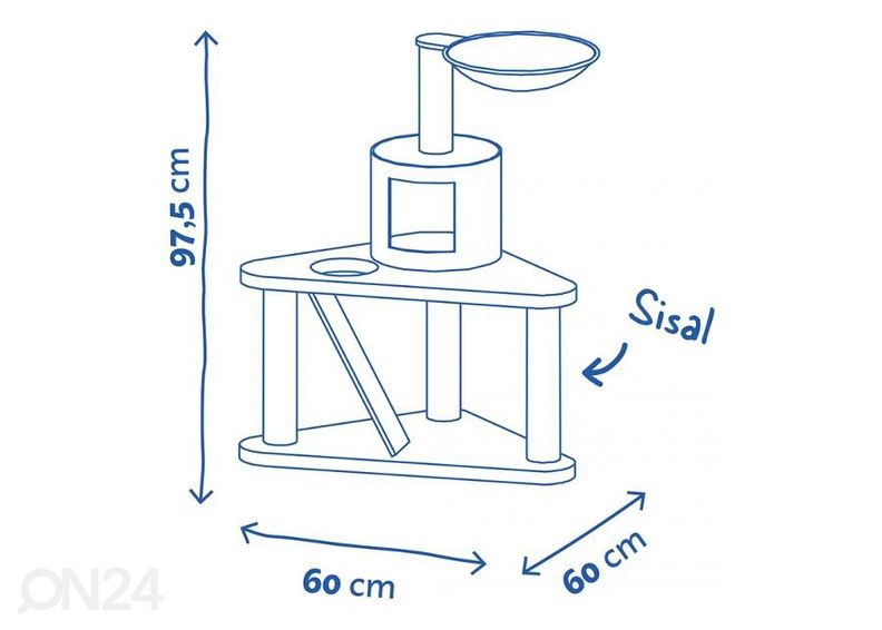Домик для кошек Axelle 60x60x97,5 см бежевый увеличить