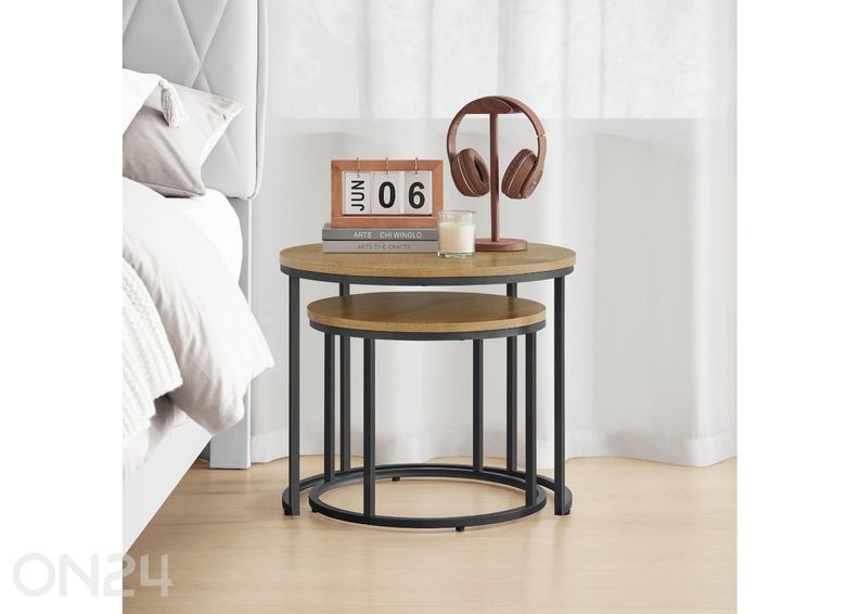 Журнальный столик 2 шт. дуб/черный увеличить