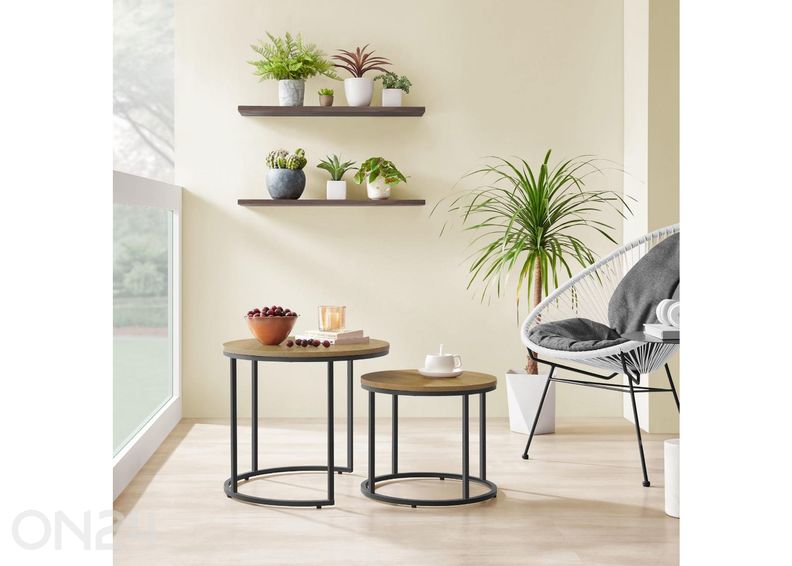 Журнальный столик 2 шт. дуб/черный увеличить