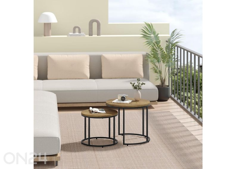 Журнальный столик 2 шт. дуб/черный увеличить