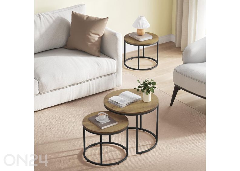 Журнальный столик 2 шт. дуб/черный увеличить