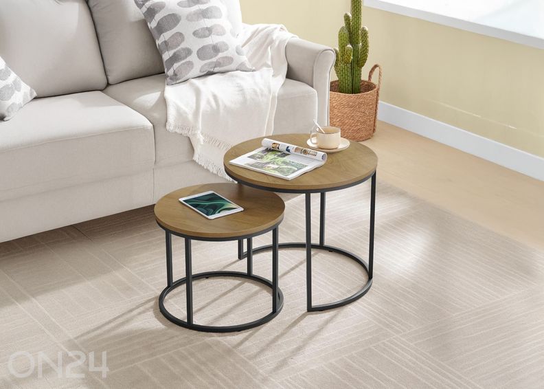 Журнальный столик 2 шт. дуб/черный увеличить