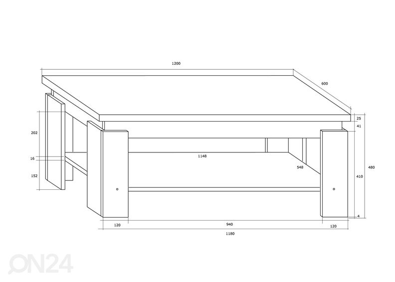 Журнальный стол 120x60 cm увеличить