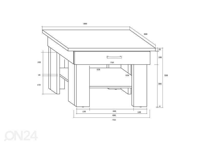 Журнальный стол 80x80 cm увеличить