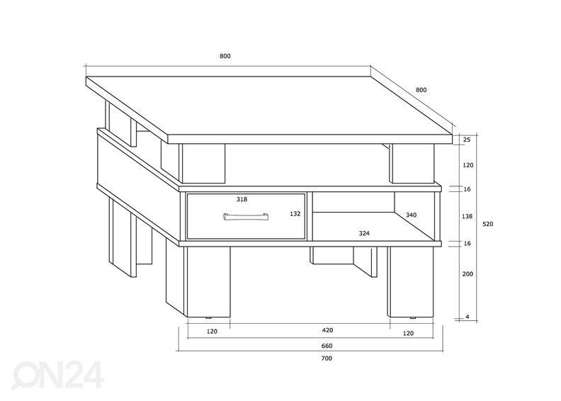 Журнальный стол 80x80 cm увеличить
