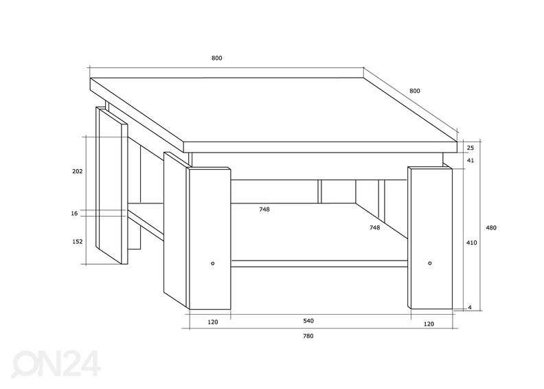 Журнальный стол 80x80 cm увеличить