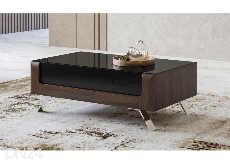 Журнальный стол Cassandra 110x65 cm, орех/черный глянцевый увеличить