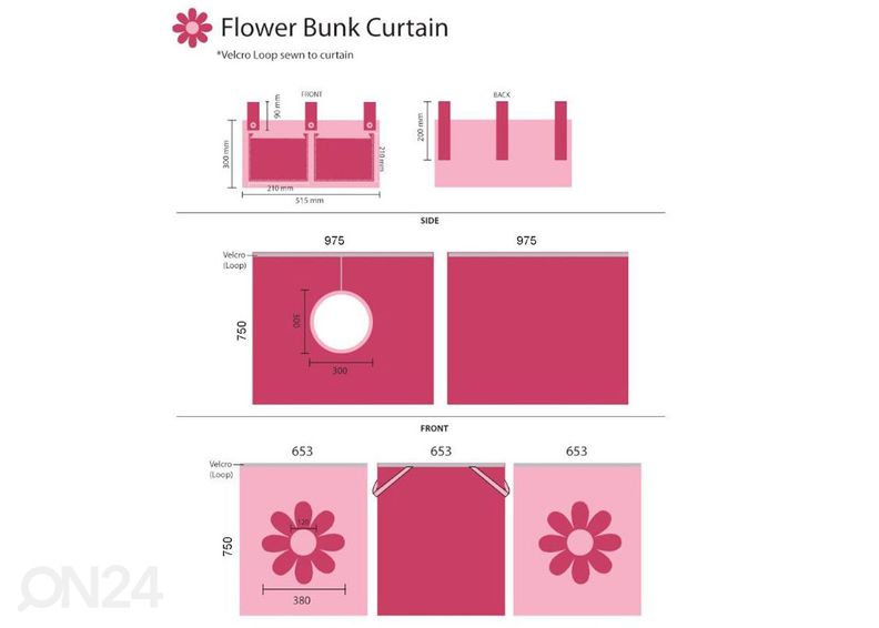 Занавески для кровати Pino Pink Flower 90x200 cm увеличить