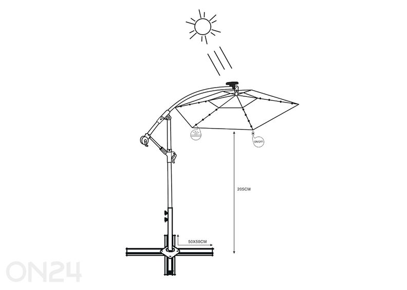 Зонт от солнца Milin + LED Ø 3 м увеличить