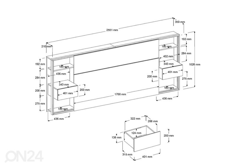 Изголовье кровати с полками Stamp увеличить