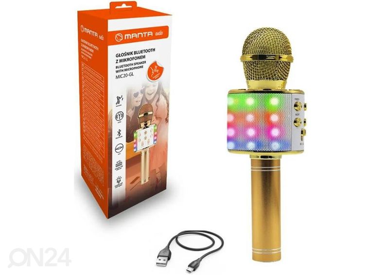 Караоке-микрофон с динамиком Manta MIC20GL, золотистый увеличить