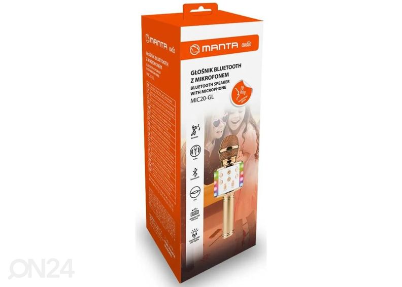 Караоке-микрофон с динамиком Manta MIC20GL, золотистый увеличить