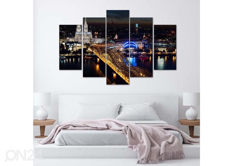 Картина из 5-частей Cologne Cathedral and bridge 200x100 см увеличить