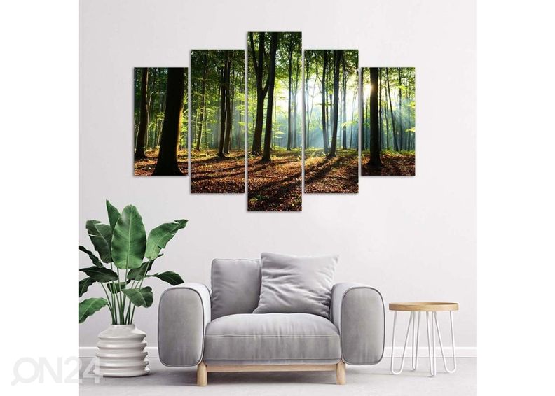 Картина из 5-частей Rays of the sun in the forest 100x70 см увеличить