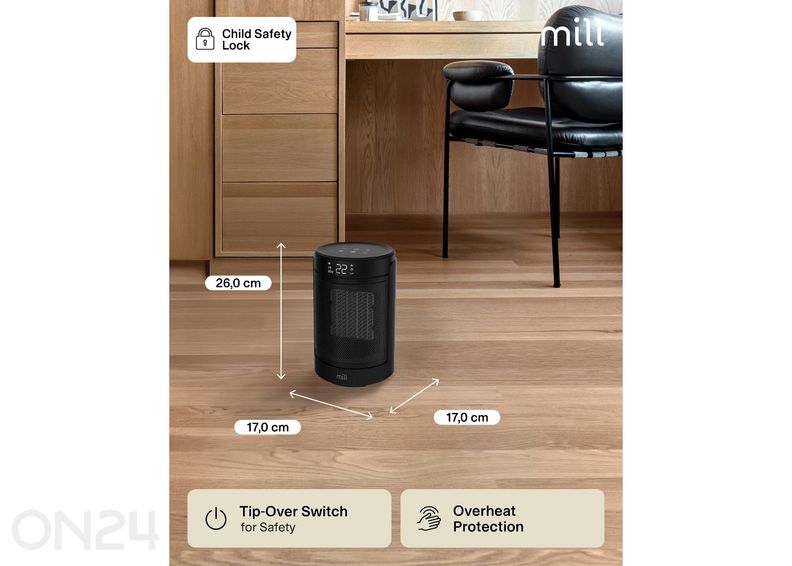 Керамический тепловентилятор Mill FH1500BLACK, 1500 Вт, черный увеличить