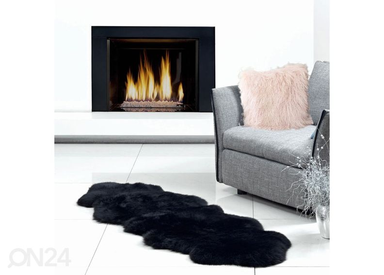 Ковёр из шкуры овцы 50x180 см, черный увеличить