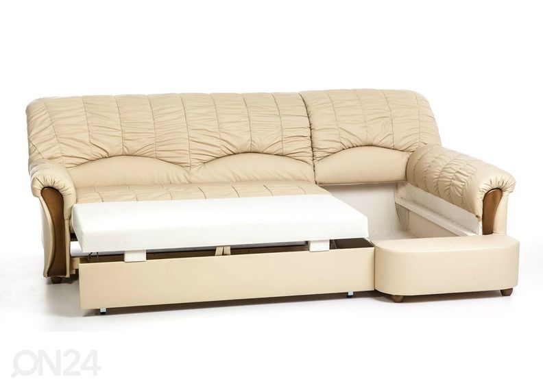 Кожаный угловой диван-кровать с ящиком увеличить