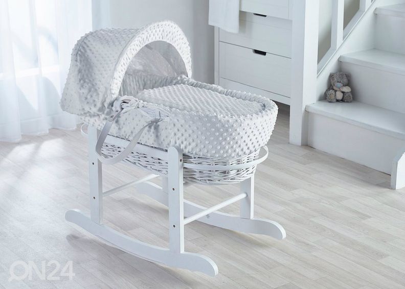 Колыбель "Valge minky" на белой плетёной корзине увеличить