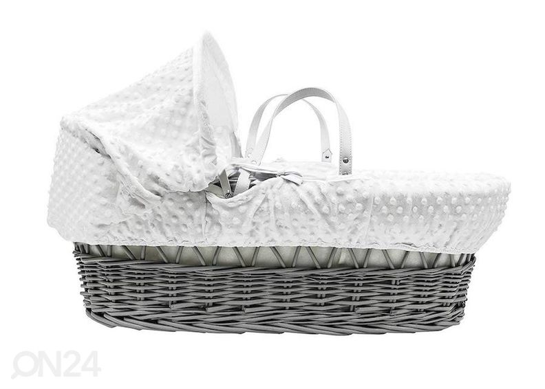 Колыбель "Valge minky" на серой плетёной корзине увеличить