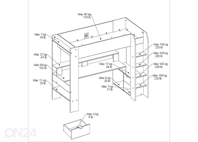 Компактная кровать Online 90x200 cm + LED увеличить