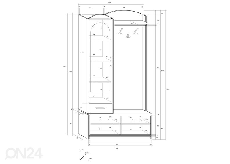 Комплект в прихожую 100 cm увеличить