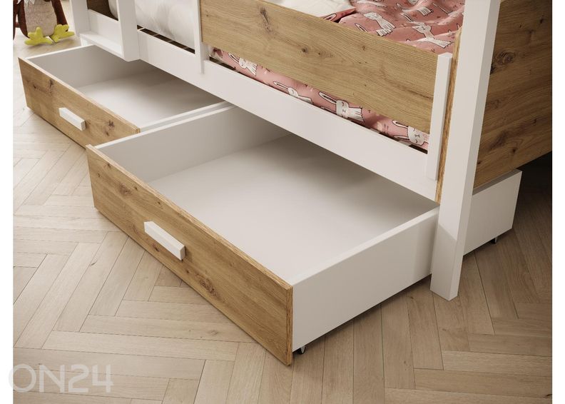 Комплект двухъярусной кровати с матрасами Jori и защитными бортиками 90x200 см увеличить