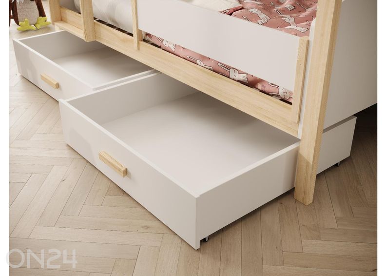 Комплект двухъярусной кровати с матрасами Jori и защитными бортиками 90x200 см увеличить