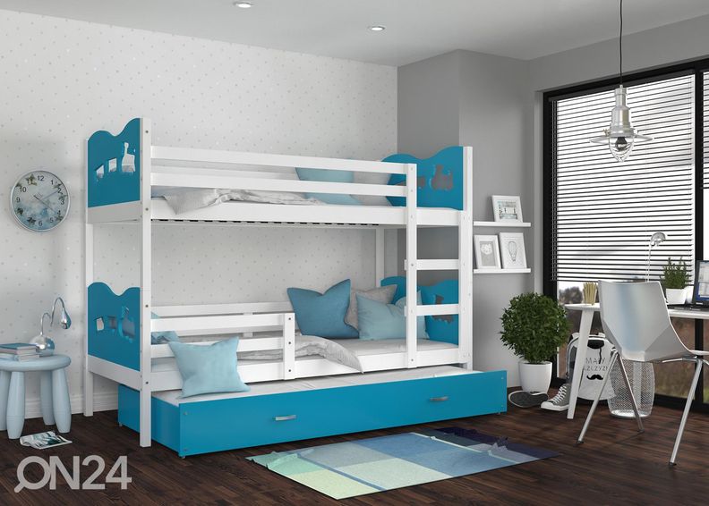 Комплект двухъярусной кровати 80x190 cm, белый/синий увеличить