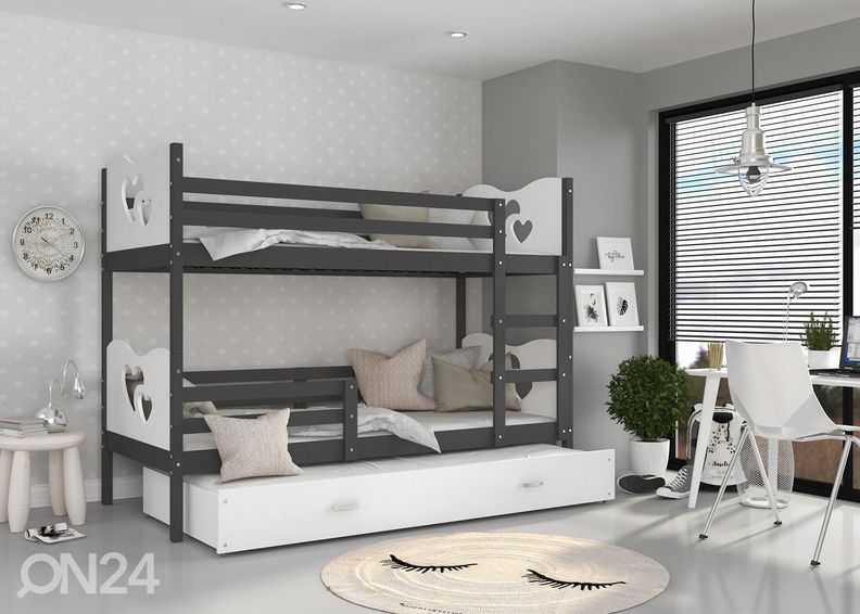 Комплект двухъярусной кровати 80x190 cm, серый/белый увеличить