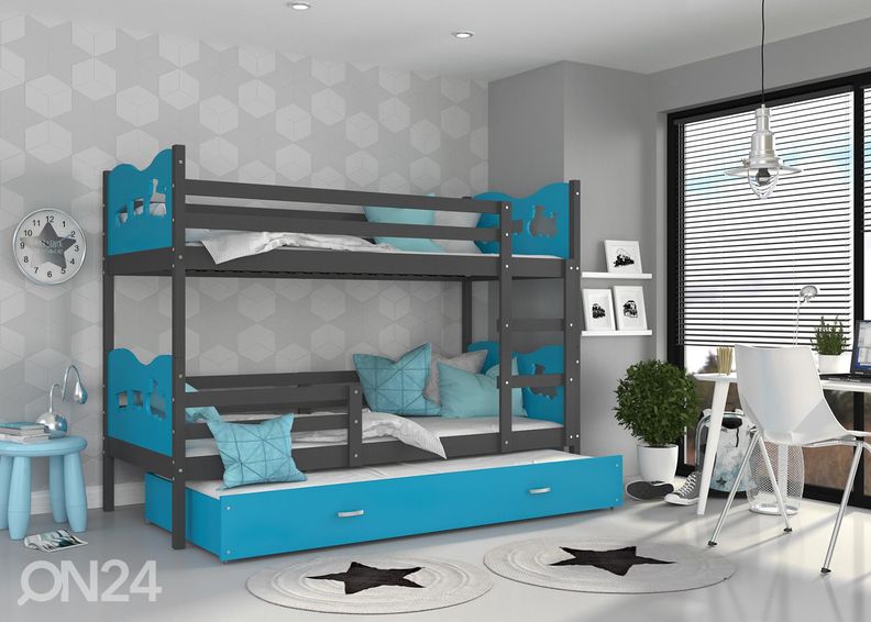 Комплект двухъярусной кровати 80x190 cm, серый/синий увеличить