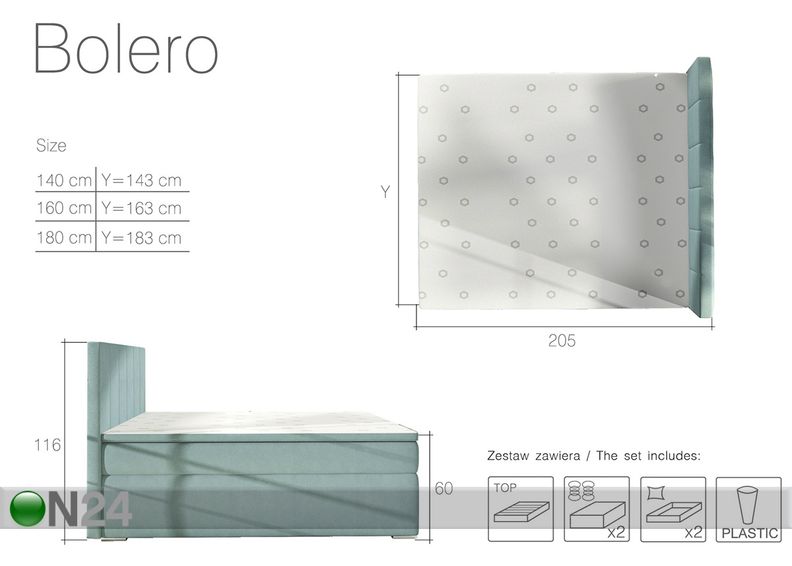 Континентальная кровать с ящиком 140x200 cm увеличить