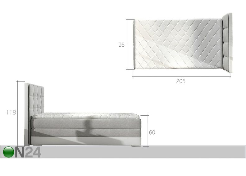 Континентальная кровать с ящиком Kevin 90x200 cm увеличить