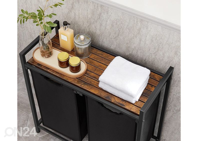 Корзины для белья с полкой 2 шт, коричневый/чёрный увеличить