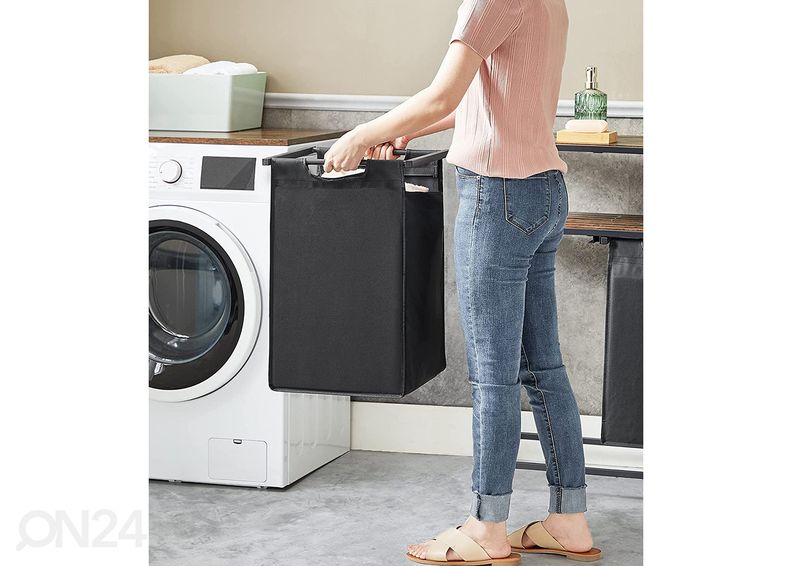 Корзины для белья с полкой 2 шт, коричневый/чёрный увеличить