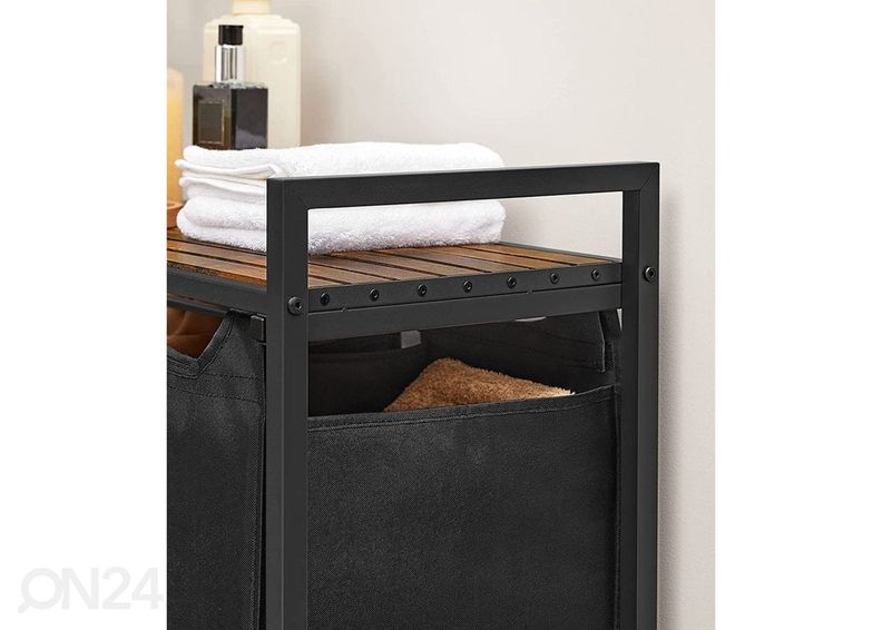 Корзины для белья с полкой 3 шт, коричневый/чёрный увеличить