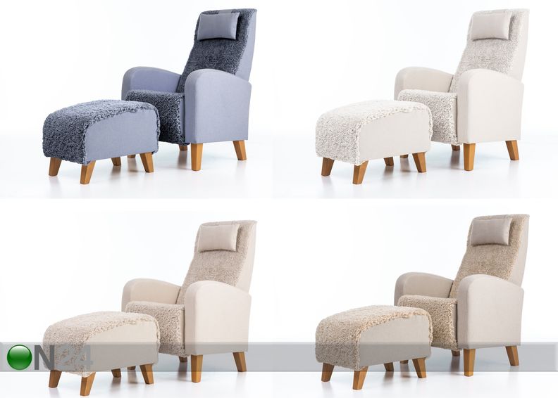 Кресло Otto + пуф из овчинки увеличить