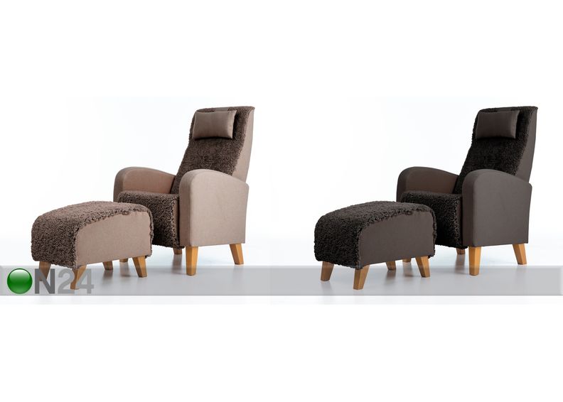 Кресло Otto + пуф из овчинки увеличить