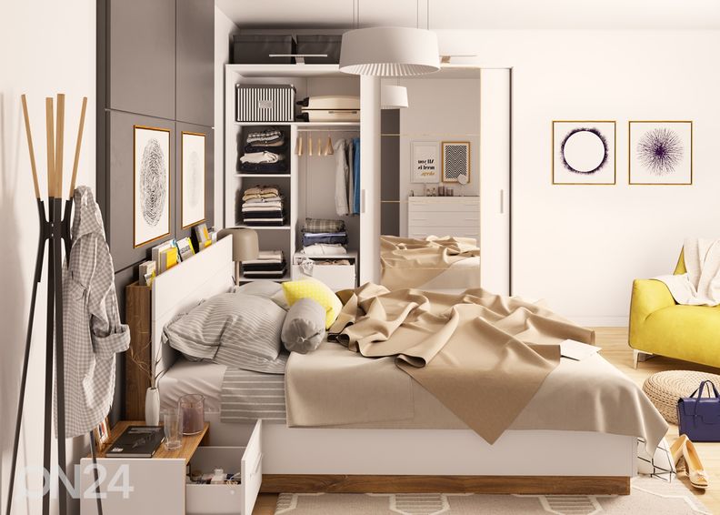 Кровать с ящиком 160x200 см + освещение увеличить