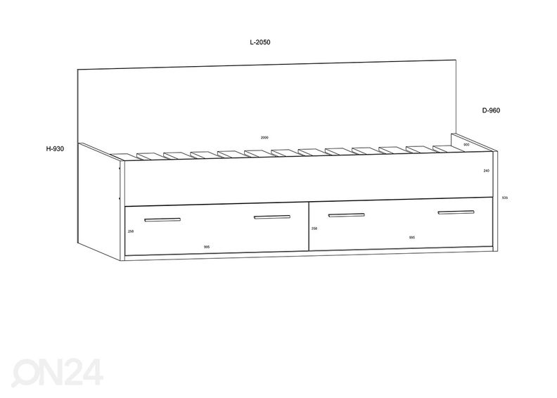 Кровать с ящиком 90x200 cm увеличить