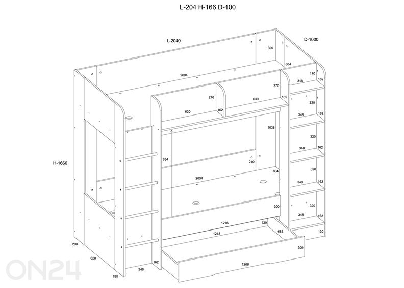 Кровать-чердак Everest 80x200 см увеличить