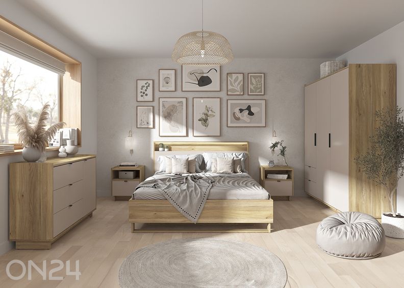 Кровать Dalva со светодиодной подсветкой и бельевым ящиком 160х200 см увеличить